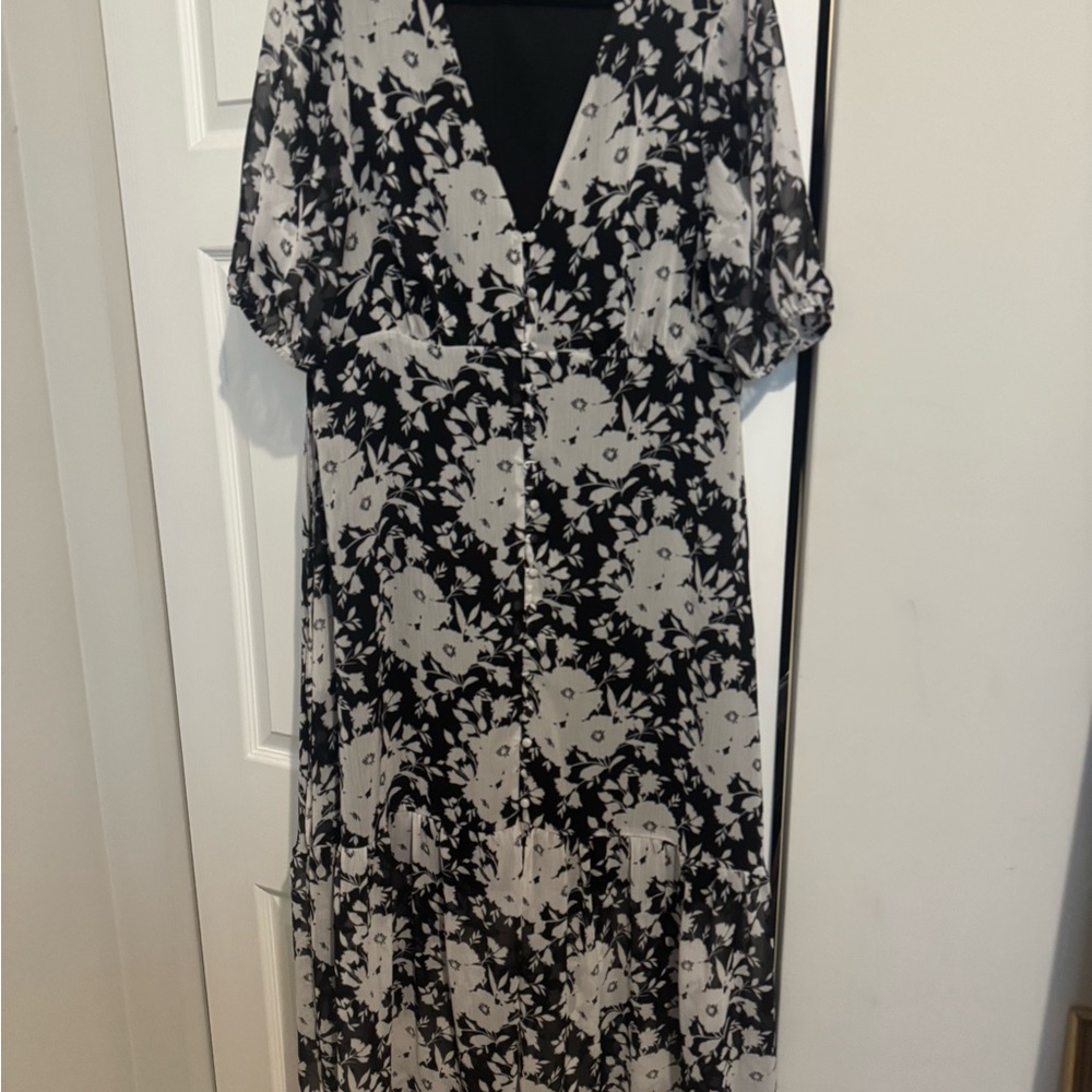 Floral Black and White Maxi Dress